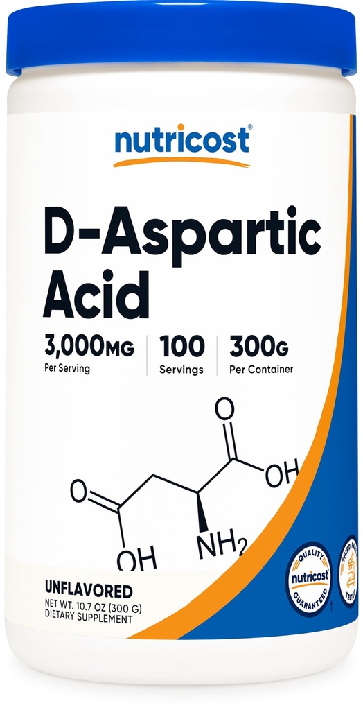 Nutricost D-ασπαρτικό οξύ (DAA) σκόνη 300G - καθαρό D ασπαρτικό οξύ