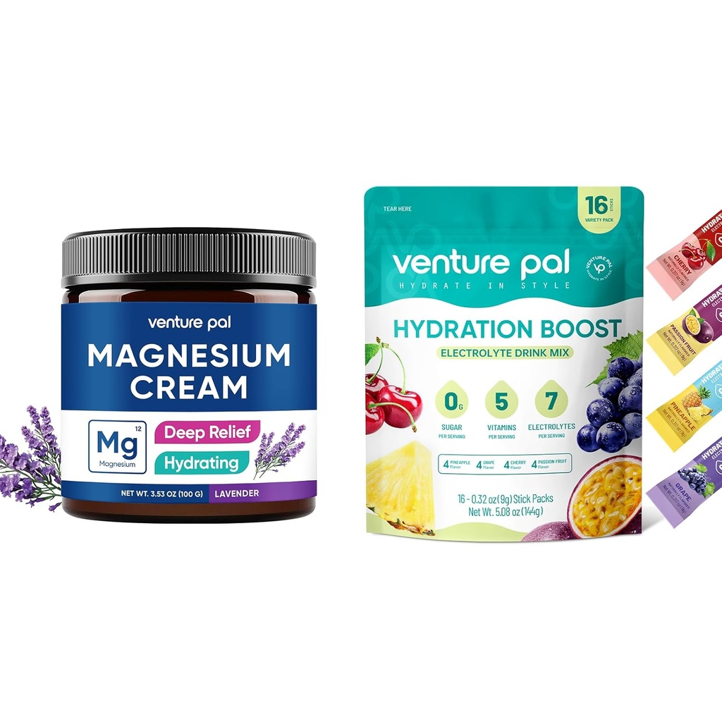 Venture Pal Ενυδατικό μαγνήσιο Lotion & Ζάχαρη Δωρεάν Ηλεκτρολυτές Powder Packets (16 Sticks)