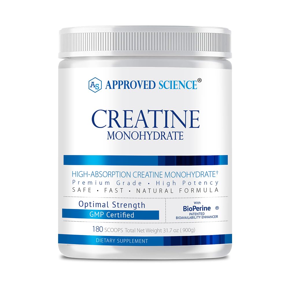 Εγκεκριμένη επιστήμη Creatine Monohydrate σκόνη με BioPerine - Υποστηρίζει Lean μυϊκή ανάπτυξη και ανάκτηση - 180 εξυπηρετήσεις - 5g ανά υπηρεσία - Unflavored - μη-GMO, Vegan