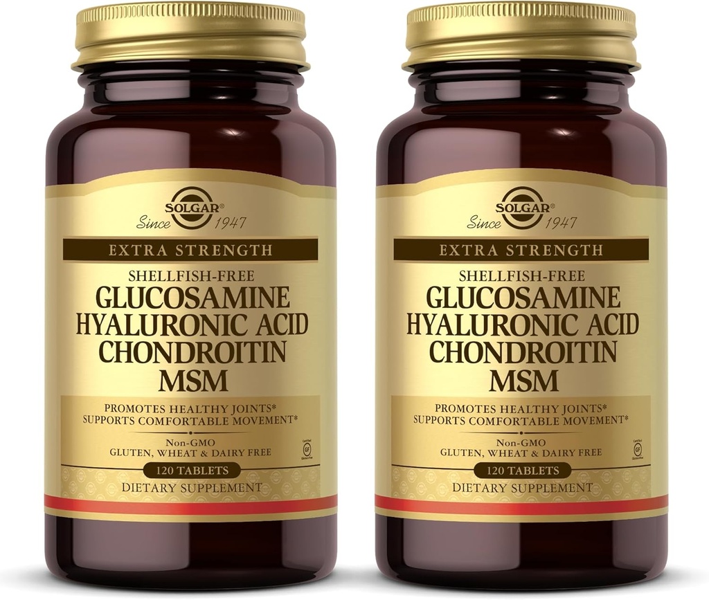 Solgar Glucosamine Hyaluronic Acid Chondroitin MSM - 120 Tablets, Pack of 2 - Promotes Healthy Joints, Supports Comfortable Movement - Non-GMO, Gluten Free - 80 Total Servings