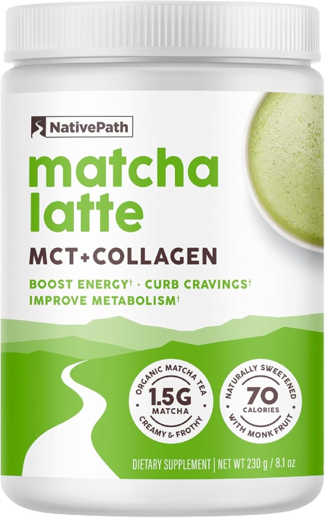 NativePath Collagen Peptides - Υδρολυμένος Τύπος 1 & 3 Collagen. Keto & Paleo Grass-Fed Protein Powder για τα μαλλιά, το δέρμα, τα νύχια, τα οστά, τις αρθρώσεις, digestion και περισσότερο - Δεν Γλουτένη ή γαλακτοκομικά (Matcha Latte, 230g)