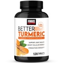 Force Factor Better Turmeric Curcumin 1600mg with Black Pepper & Ginger, Clinical Strength Joint Support Supplement, Superior Absorption, 120 Tablets