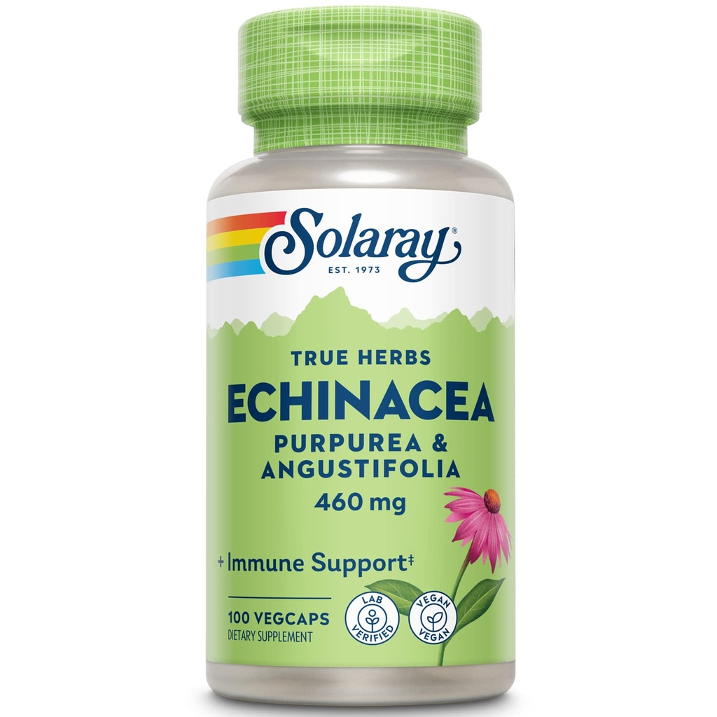 SOLARAY Echinacea Angustifolia & Purpurea Root, Veg Cap (Btl-Plastic) 460mg 