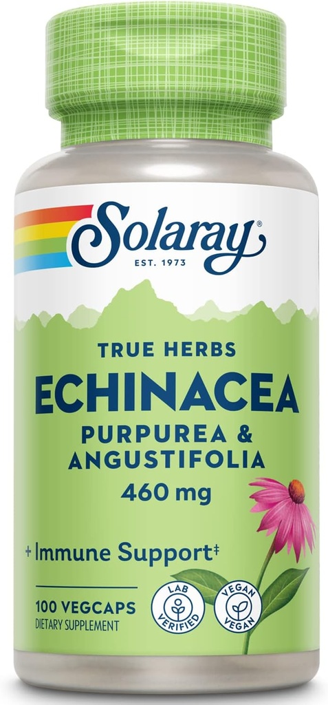 SOLARAY Echinacea Angustifolia & Purpurea Root, Veg Cap (Btl-Plastic) 460mg 