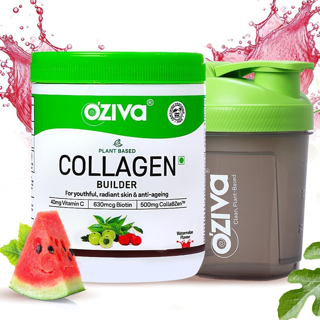 OZiva Vegan Collagen (Watermelon) με βιοτίνη & βιταμίνη C για πιο φωτεινό και νεανικό δέρμα 