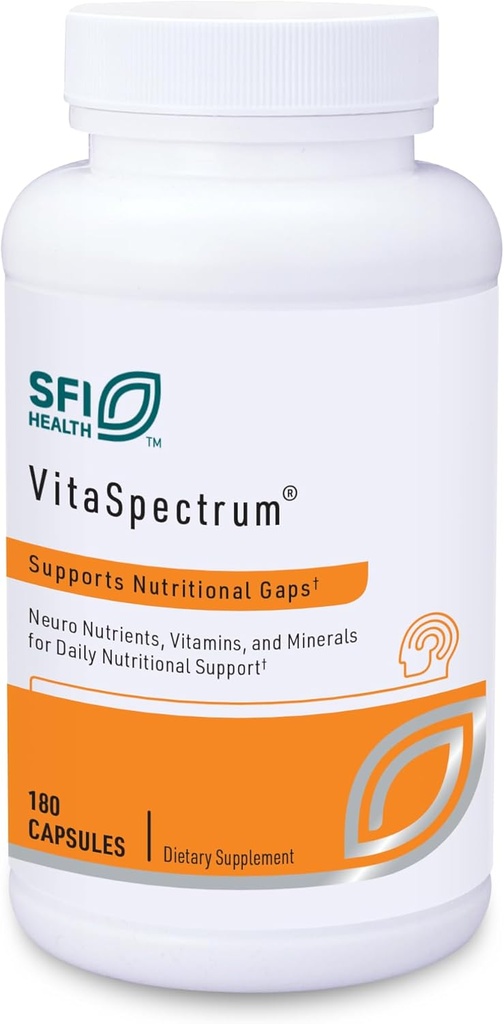 Klaire Labs SFI Health VitaSpectrum Κάψουλες - Πολυβιταμίνη για παιδιά με 28 βασικά θρεπτικά συστατικά Συμπεριλαμβάνονται φολικό, B12, B6, Αντιοξειδωτικά, Βιταμίνη Ε & D3 - Χωρίς χαλκό ή σίδηρο, Χωρίς γλουτένη (180ct)