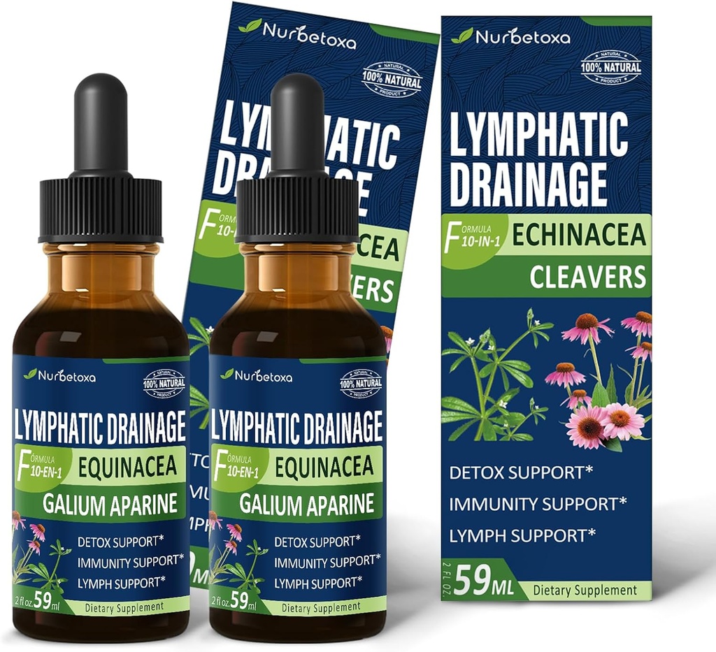 Clevers Lymphatic Drainage Drops for Lymph Detox Cleanse, Gotas de Equinacea y Diente de Leon para Drenaje Linfatico, Lymphome Support Formula with Echinacea, Χρήση με εργαλείο μασάζ.