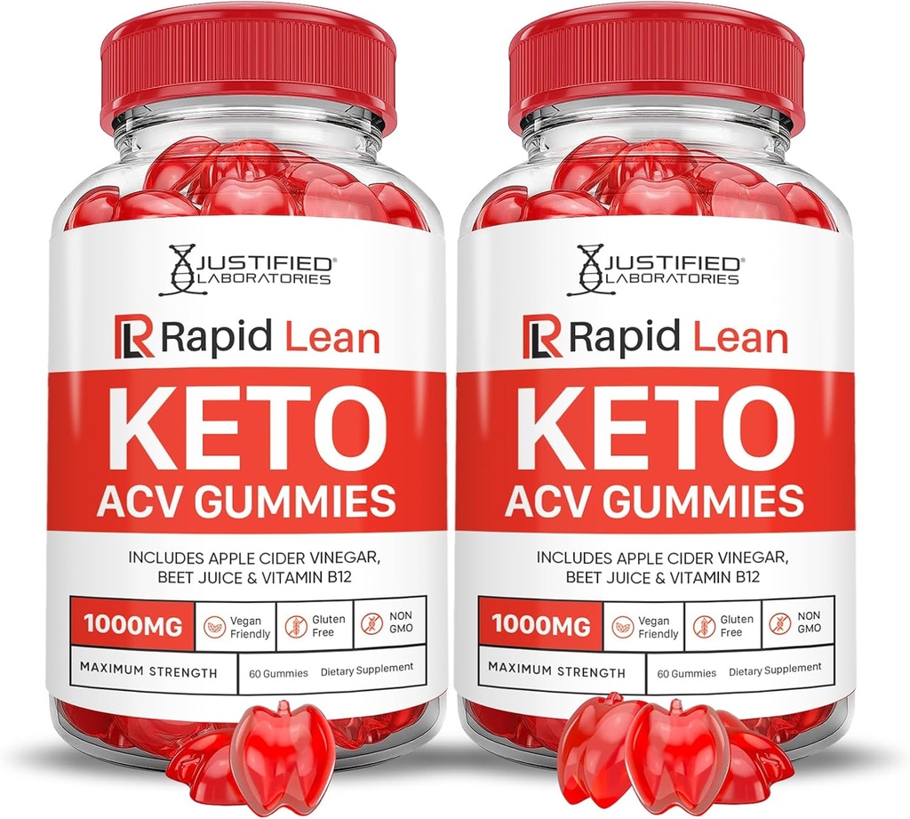 (2 Pack) Rapid Lean Keto ACV Gummies Advanced Formula 1000MG Rapid Lean Keto Gummies Apple Cider Vinegar Formulated with Pomegranate Beet Juice Powder B12 Vegan Non GMO 120 Gummys