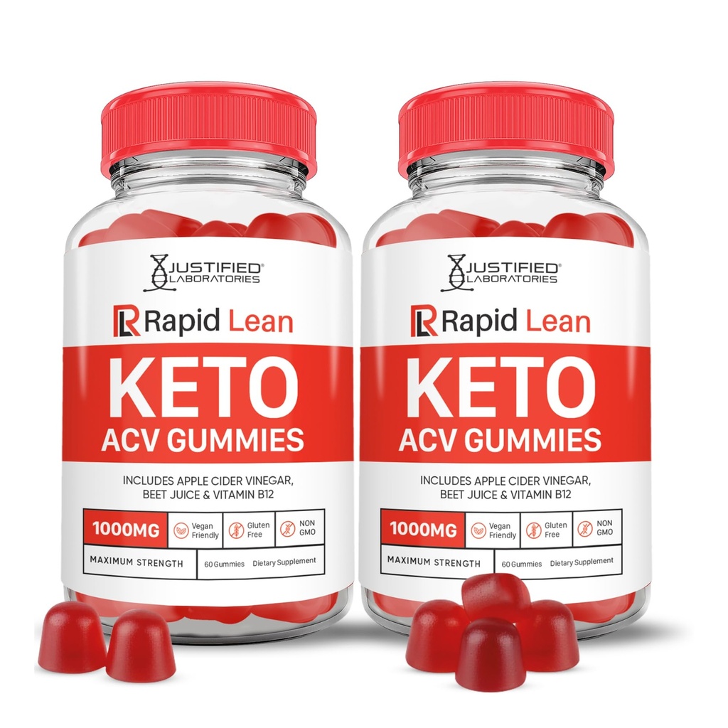 (2 Pack) Rapid Lean Keto ACV Gummies Advanced Formula 1000MG Rapid Lean Keto Gummies Apple Cider Vinegar Formulated with Roomegranate Beet Juice Powder B12 Vegan Non GMO 120 Gummys