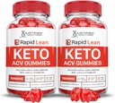 (2 Pack) Rapid Lean Keto ACV Gummies Advanced Formula 1000MG Rapid Lean Keto Gummies Apple Cider Vinegar Formulated with Roomegranate Beet Juice Powder B12 Vegan Non GMO 120 Gummys