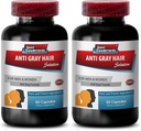 Αποκαταστήστε το χρώμα των μαλλιών - Anti Gray Hair Natural Formula για άνδρες και γυναίκες - Βιταμίνη Β6, PABA, Biotin, Anti Gray Hair Supplement, Gray Hair Hills, Biotin Supplement, folic Acid, L-Tyrosine, 2 Bot 120 Caps