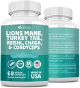 Lions Mane 3000mg Turkey Tail 3000mg Reishl 1000mg Chaga 1000mg Cordyceps εκχύλισμα σκόνης που περιέχει Maitaake Shiitake Μαύρο Fungus, συμπλήρωμα brain, συμπληρώματα ορυκτών, 60 κάψουλες