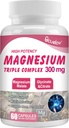 Triple Magnesium Complex Supplement, 300mg Μαγνήσιο (Glycinate, Milate & Citrate) Complex για τους μυς, τα νεύρα, τα οστά & την ενέργεια 