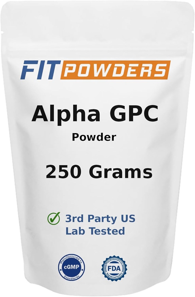 Άλφα-GPC σκόνη 250 γραμμάρια, μη GMO άλφα GPC συμπλήρωμα σκόνης, Vegan, τρίτο μέρος δοκιμαστεί, πριν από την προπόνηση, μνήμη και εστίαση, με Scoop
