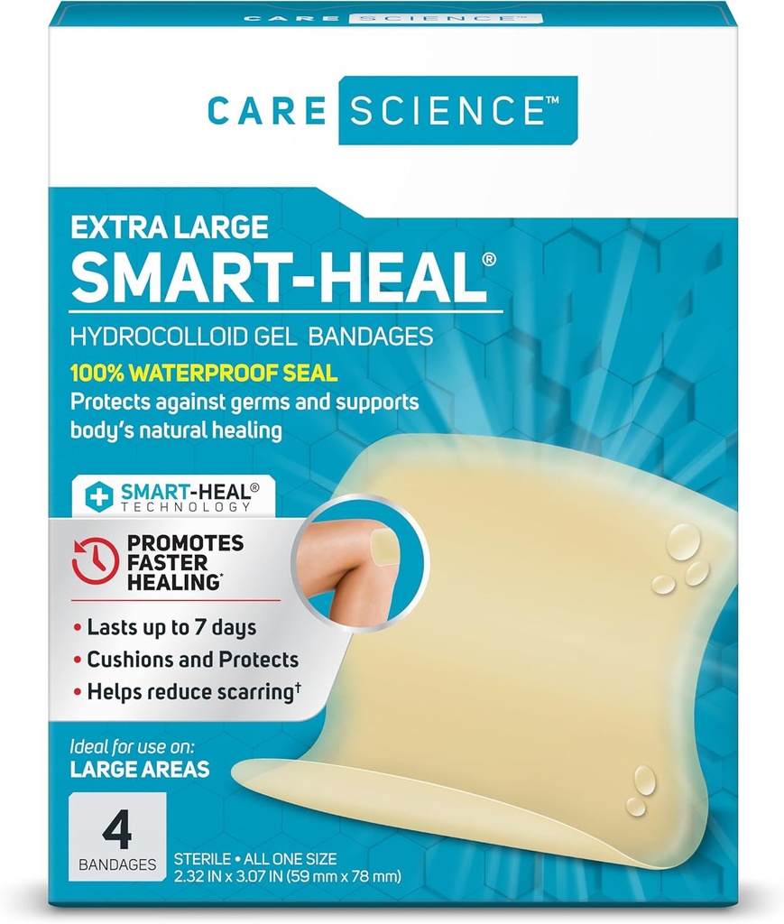 Care Science Smart Heal Hydrocolloid, Large, 2.3 in x 3 in, 4CT 