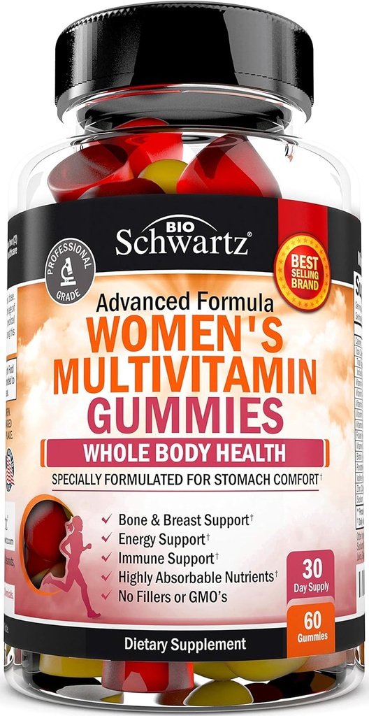 Γυναικεία πολυβιταμίνη Gummies με βιταμίνη A C B6 B12 D & E Βιταμίνες για την Ανοσολογική Υποστήριξη - Gummy Multivitamin για τις γυναίκες για την Κοίμηση του Μαστού & Συμπλήρωμα Διατροφής Ενέργειας, Μικτή Γεύση Μπέρι, 60 Ct