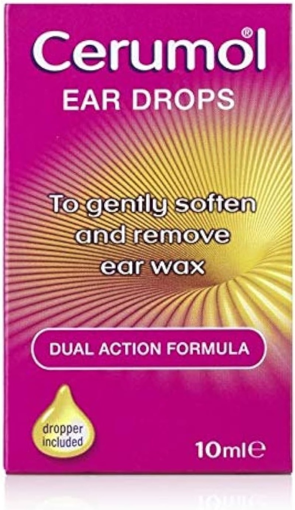 Dual Action Ear Drops, 10ml, Gentle Formulation, Helps Relieve Symptoms of Ear Wax, Softens Earwax, Dropper Included