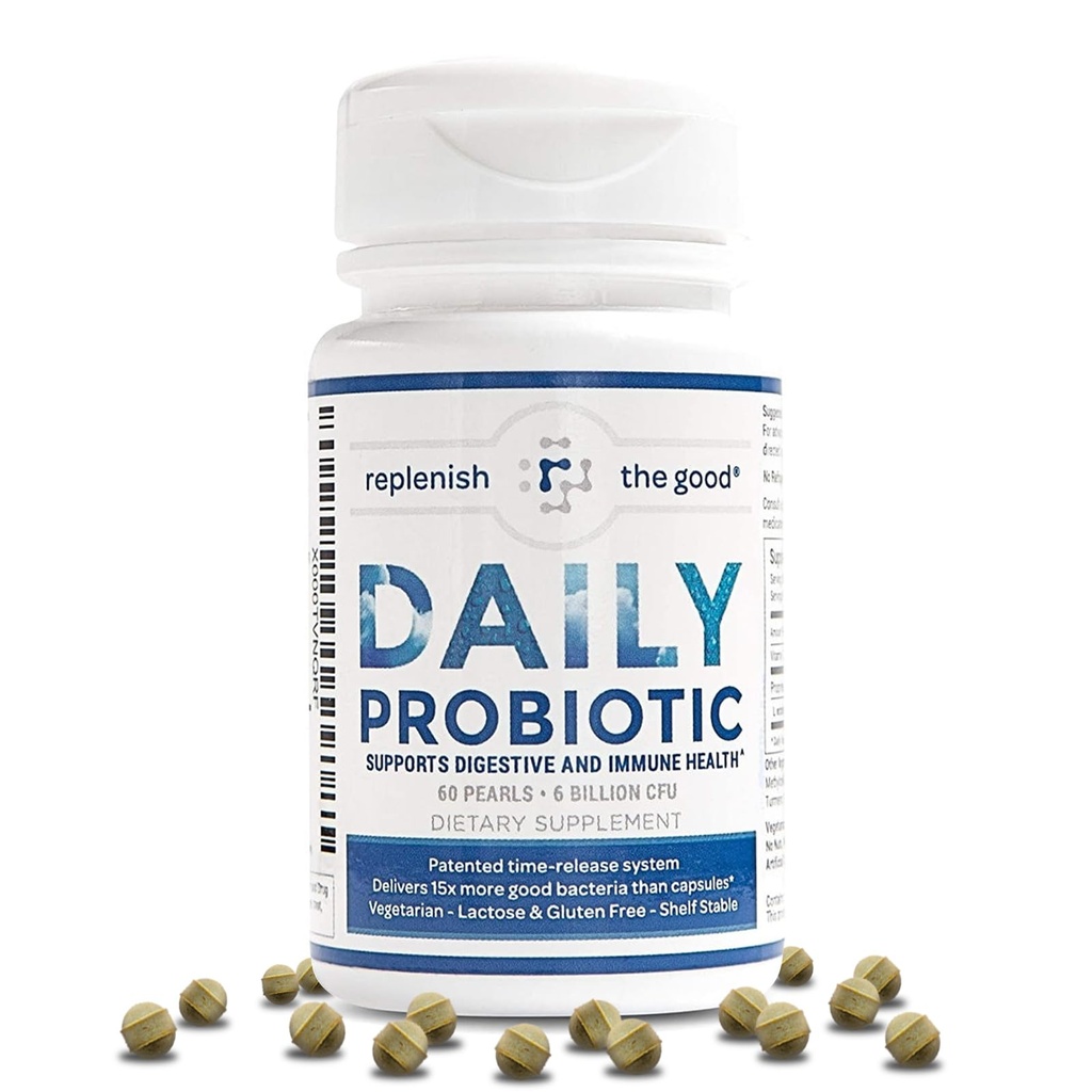 Daily Probiotic - 6 Billion CFU - Υποστηρίζει Digestive Health -15x Πιο αποτελεσματική από τις τακτικές κάψουλες - Ανακουφίζει αέριο, Bloated Reflux Στομάχου & Οξέων (60 Count)