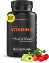 Livingood Daily Vitamin C Supplement, 3-σε-1 Πλήρης βάση τροφίμων Βιταμίνη C με εκχύλισμα φρούτων Acerola & Amla και βιοφλαβονοειδή εσπεριδοειδών για ανοσοποιητική υποστήριξη, Vegan, Χωρίς γλουτένη, Μη ΓΤΟ, 60 κάψουλες