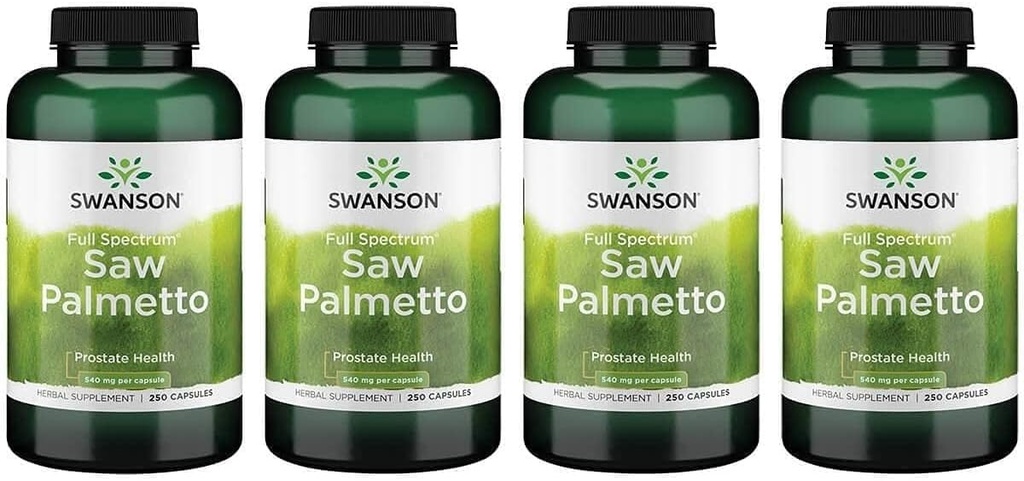 Swanson Saw Palmetto - συμπλήρωμα βοτάνων που προωθεί την υποστήριξη της υγείας των αρσενικών Prostate - φυσικό συμπλήρωμα μαλλιών & ούρα Υποστήριξη υγείας (540 mg 250 κάψουλες) (4 Pack)