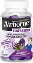 Airborne Elderberry + Zinc & Vitamin C Gummies για ενήλικες, Ανοσοποιητική υποστήριξη Βιταμίνη D & Zinc Gummies με Ισχυρές Αντιοξειδωτικές Βιταμίνες C D & E - 60 Gummies, Γεύσεις Elderberry