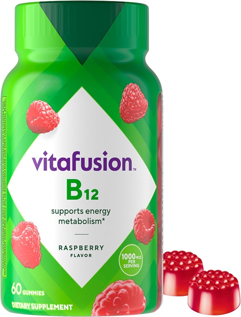 Vitafusion B12 Gummy Βιταμίνες, Delicious Raspberry Flavor, 60ct (30 ημέρα προσφοράς)