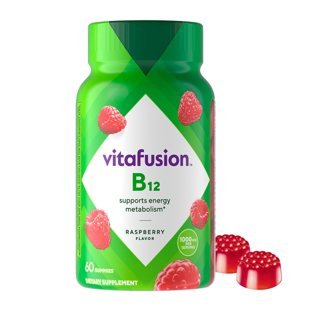Vitafusion B12 Gummy Βιταμίνες, Delicious Raspberry Flavor, 60ct (30 ημέρα προσφοράς)