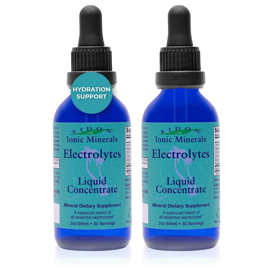 Eidon Liquid Electrolytes - Liquid Electrolyte Drops, Ionic Mineral Supplement to Add to Water, Balances Electrolyte Equilibrium, Sugar Free Unsweetened Hydration for Men & Women - 2 oz, 2 Pack