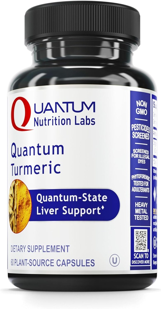 Quantum Nutrition Labs Turmeric - Κάψουλες Κουρκουμίνης, Turmeric Curcumin Supplement, Liver Support, 500 mg Κουρκουμά ανά κάψουλα - 60 κάψουλες χορτοφαγικής