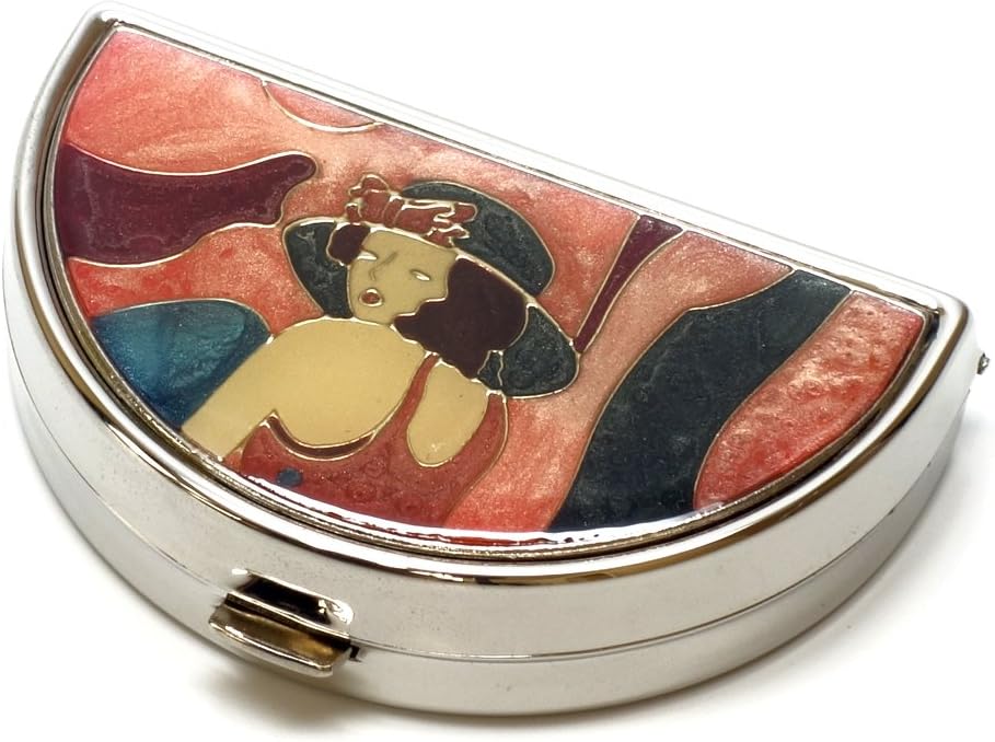 9352 Ημικυκλικό μικρό κουτί χάπια Organizer Pewter Ασημί ροζ γυναίκες ταξίδι Pill υπόθεση Pocket Putter καθημερινή φορητή ιατρική Βιταμίνη κουτί Συμπλήρωμα φαρμακευτικής αγωγής Mini Storage