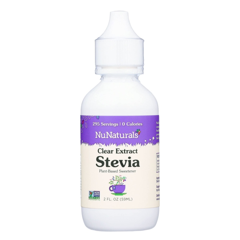 NuNaturates σαφές εκχύλισμα Stevia, Plant-based γλυκαντικό, πλαστικό μπουκάλι, 2 oz