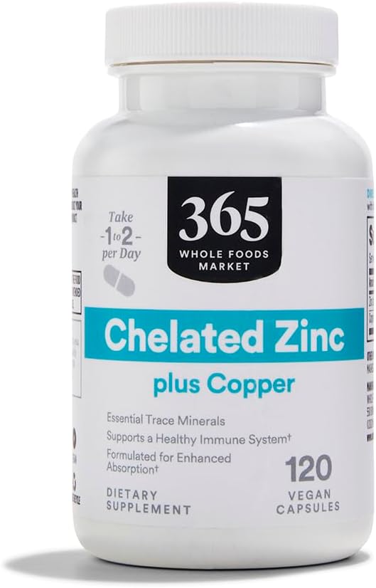 365 από Whole Foods Market, Chelated Zinc συν Copper, 120 Count