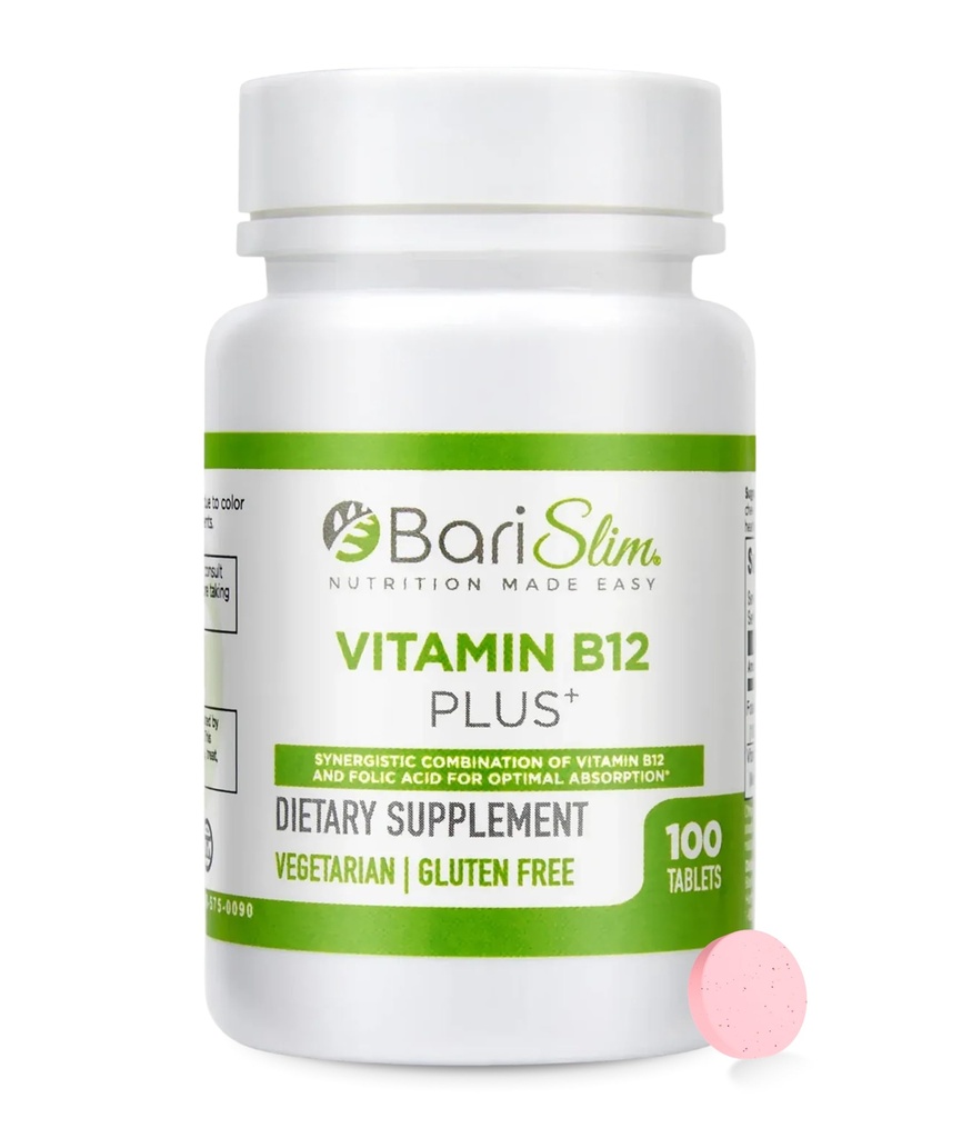 Barislim Vitamin B12 Plus Tablets - Βαριατρική για τη χειρουργική επέμβαση απώλειας βάρους μετά, συμπεριλαμβανομένων γαστρική παράκαμψη & γαστρικό μανίκι - Υποστηρίζει τα επίπεδα ενέργειας & τη συνολική υγεία