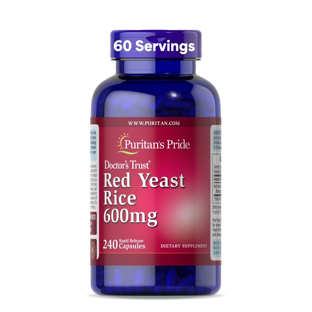 Puritan's Pride Doctors Trust® Red Yeast Rice 600mg, Συμπλήρωμα διατροφής, 240 κάψουλες ταχείας απελευθέρωσης