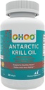OHOO Antarctic Krll Oil 500mg Omega-3 EPA & DHA συμπλήρωμα, φωσφολιπίδια, αντιοξειδωτική ασταξανθίνη, υποστηρίζει υγιή καρδιά και αντιγηραντική συμπλήρωμα με καμία ψαρική επίγευση, 30 Softgels