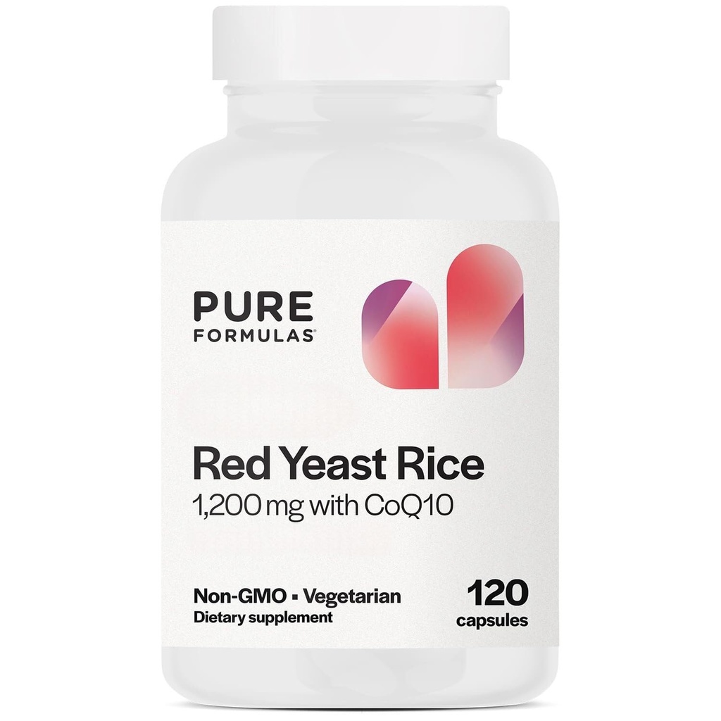 PureFormulas Extra Strength Red Yeast Rice 1200mg με CoQ10 100mg, χωρίς κιτρινίνη, χωρίς γλουτένη, 120 κάψουλες (2 Μήνες Προσφορά)