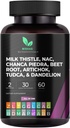 Mishas Nutraceuticals Milk Thittle Dandelion Root, NAC και TudCA συμπλήρωμα – Υποστηρίζει την υγεία του ήπατος, το συκώτι καθαρισμού Detox, νεφρών και αναπνευστικό σύστημα υγείας & πέψης – 60 κάψουλες Vegan