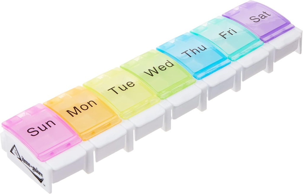 7-Day Pill Weekly Pill Organizer with Spring Open Design and Large Compartments to Hold Medications, Vitamins and Supplements. Arthritis & Travel Friendly and BPA Free