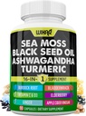 Wixar Sea Moss 3000mg Black Seed Oil 2000mg Ashwagandha 1000mg Turmeric 1000mg Bladderwrack 1000mg Burdock 1000mg & Βιταμίνη C & D3 με Elderberry Dandelion Yellow Dock Chlorophyl ACV - 90 κάψουλες