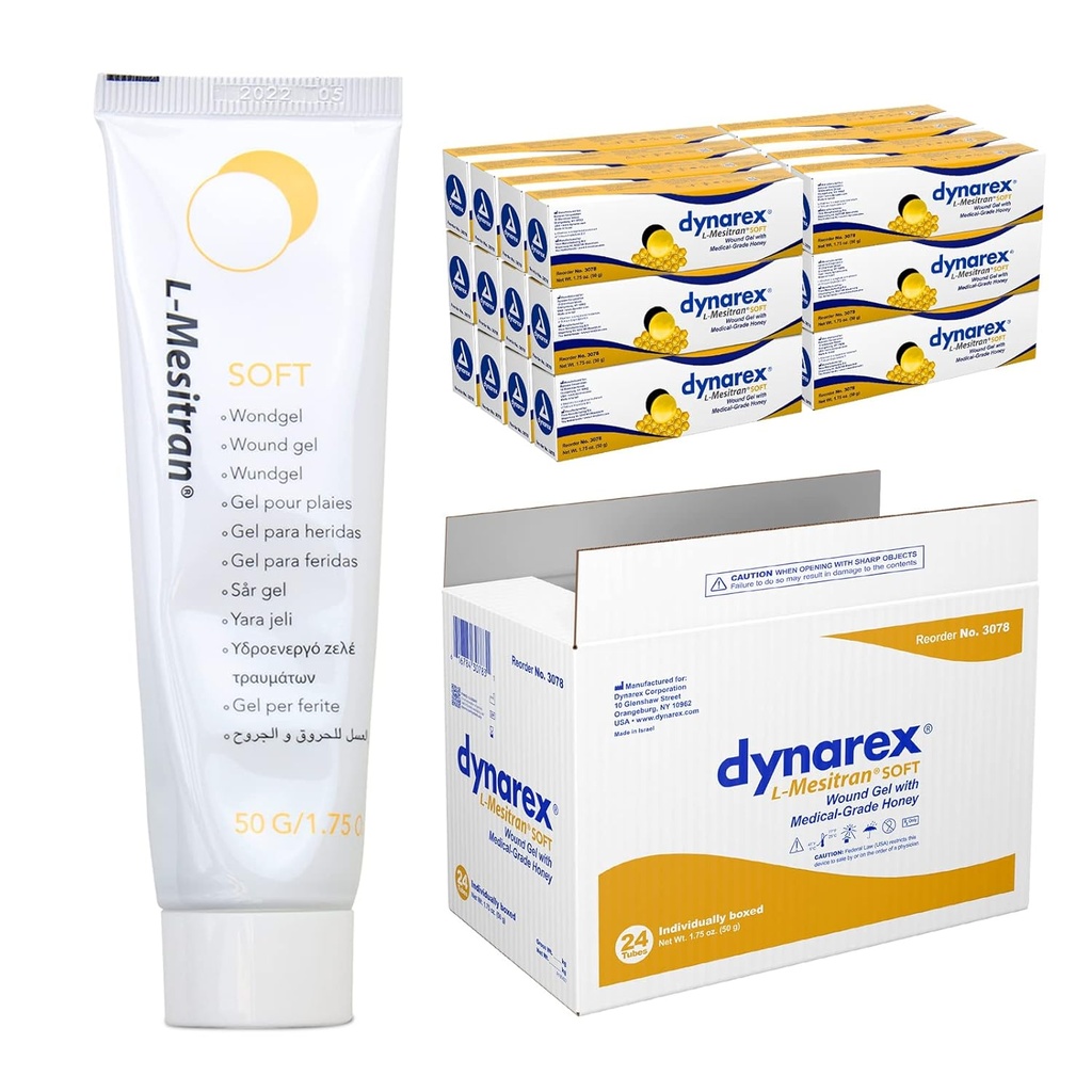 Dynarex μέλι L-μεσιτράν μαλακό τραύμα θεραπεία Gel με μέλι ιατρικό βαθμό, 1,75 ουγγιά, 24 κόμης