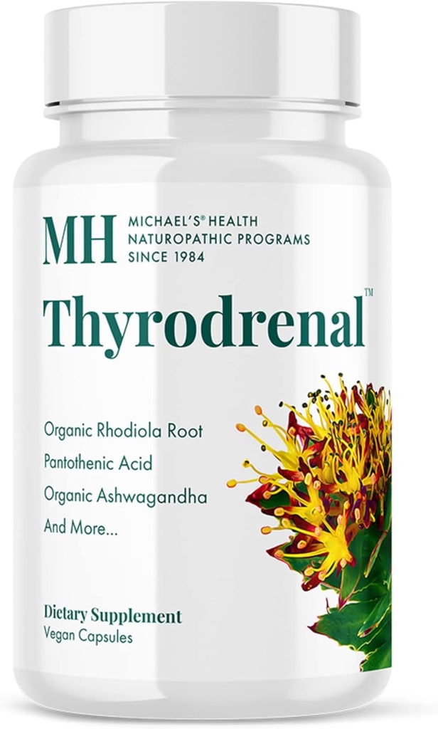 MICHAEL'S Health Naturopathic Programs Thyrodrenal - 60 Vegan Capsules - Supports Thyroid & Adrenal Health - with Vitamin C - 30 Servings