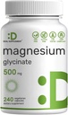 Deal Supplement Magnesium Glycinate 500mg, 240 Veggie Capsules | 100% Chelated for Easy Absorption | Essential Mineral Supplement | Non-GMO, Gluten-Free
