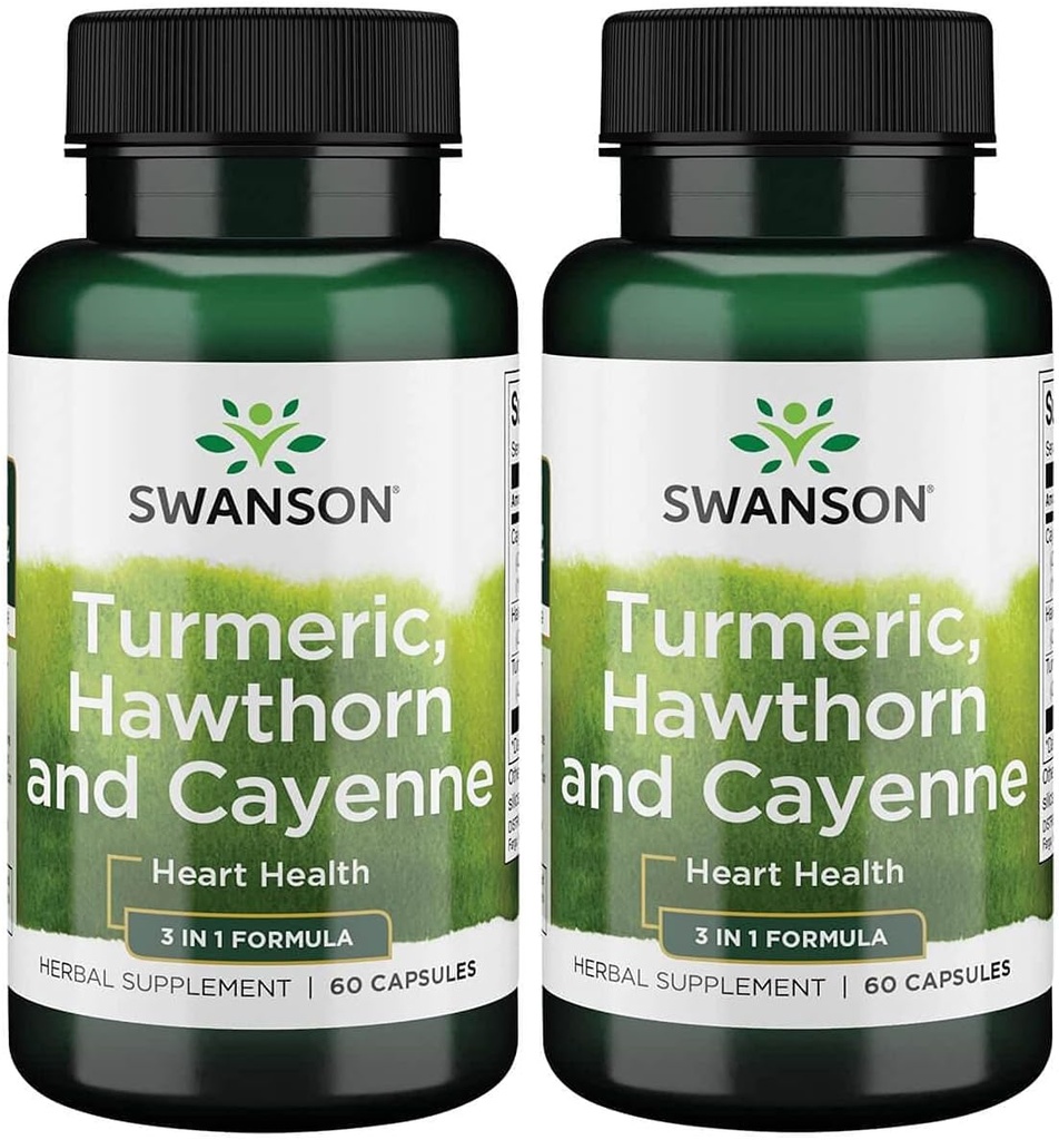 Swanson Full Spectrum Turmeric Hawthorn & Cayenne 60 Κάψουλες (2 Συσκευασία)