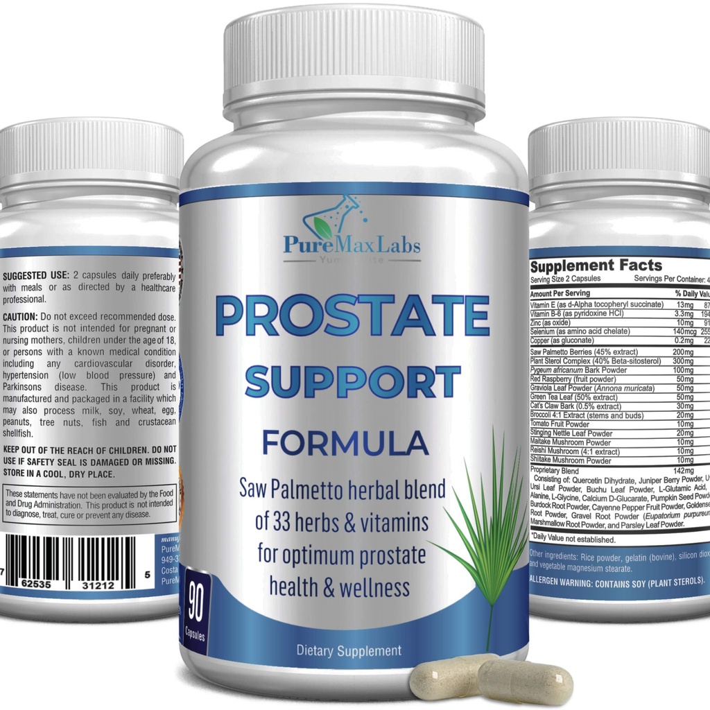 Prostate υποστήριξη Φόρμουλα για τους άνδρες - πριόνι Palmetto, φυτό στερόλη, 33 βότανα, χάπια ελέγχου της ουροδόχου κύστης για τη μείωση της συχνής ούρησης & DHT φραγμός για την πρόληψη της απώλειας μαλλιών 