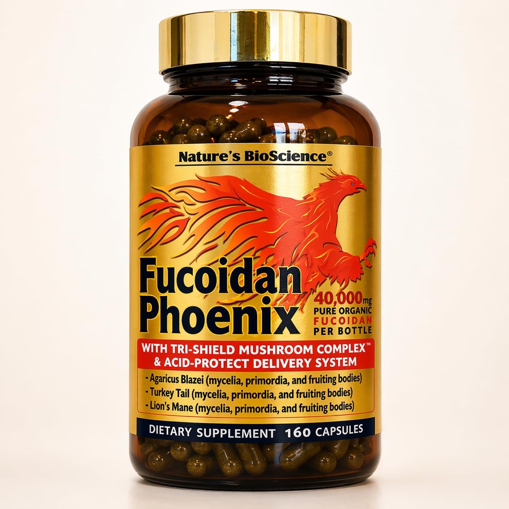 Nature's Bioscience ® FUCOIDAN Phoenix Advanced: 40.000 mg καθαρό οργανικό φουκοΐνταν + 64.000 mg καθαρό μανιτάρι
