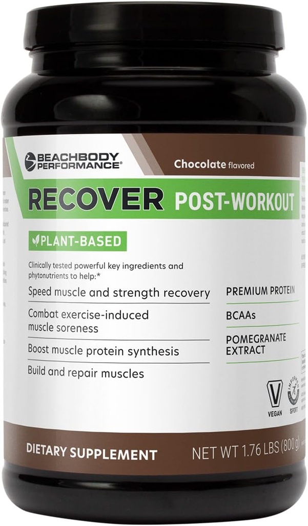 BODi Recover Plant-based Protein Powder Blend– Μετα-εργάσιμη σοκολάτα Plant-based συμπλήρωμα για την αποκατάσταση των μυών με 20g πρωτεΐνη, BCAAs, εκχύλισμα Ρόδι - γρήγορη αποκατάσταση - 20 σερβιρίσματος Tub