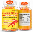 1200mg Ασβέστιο Κιτρικό Gummies για Ενηλίκους: Συμπλήρωμα χωρίς ζάχαρη Vegan Βιταμίνης με D3 K2 - Γυναίκες Άνδρες Υψηλή Απορρόφηση Συμπλήρωμα για Οστά Δόντια (60 Count(Pack of 2))