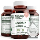Natural Nutra Soy Lecithin 1200 mg Συμπλήρωμα διατροφής - λειτουργία εγκεφάλου, ηπατική υγεία, βελτίωση της υγείας των προγόνων, συμπλήρωμα ενίσχυσης - χωρίς γλουτένη, BPA-free, 200 Softgels σε ανακυκλώσιμα γυάλινα μπουκάλια