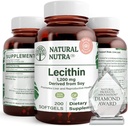 Natural Nutra Soy Lecithin 1200 mg Συμπλήρωμα διατροφής - λειτουργία εγκεφάλου, ηπατική υγεία, βελτίωση της υγείας των προγόνων, συμπλήρωμα ενίσχυσης - χωρίς γλουτένη, BPA-free, 200 Softgels σε ανακυκλώσιμα γυάλινα μπουκάλια